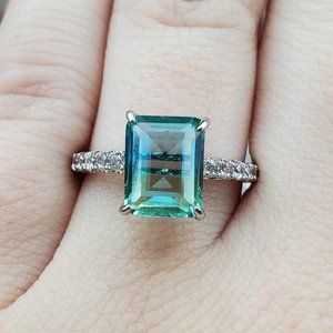 Fragrant Jewels Sz6.25 Blue Ombre Rectangle Rewards Ring